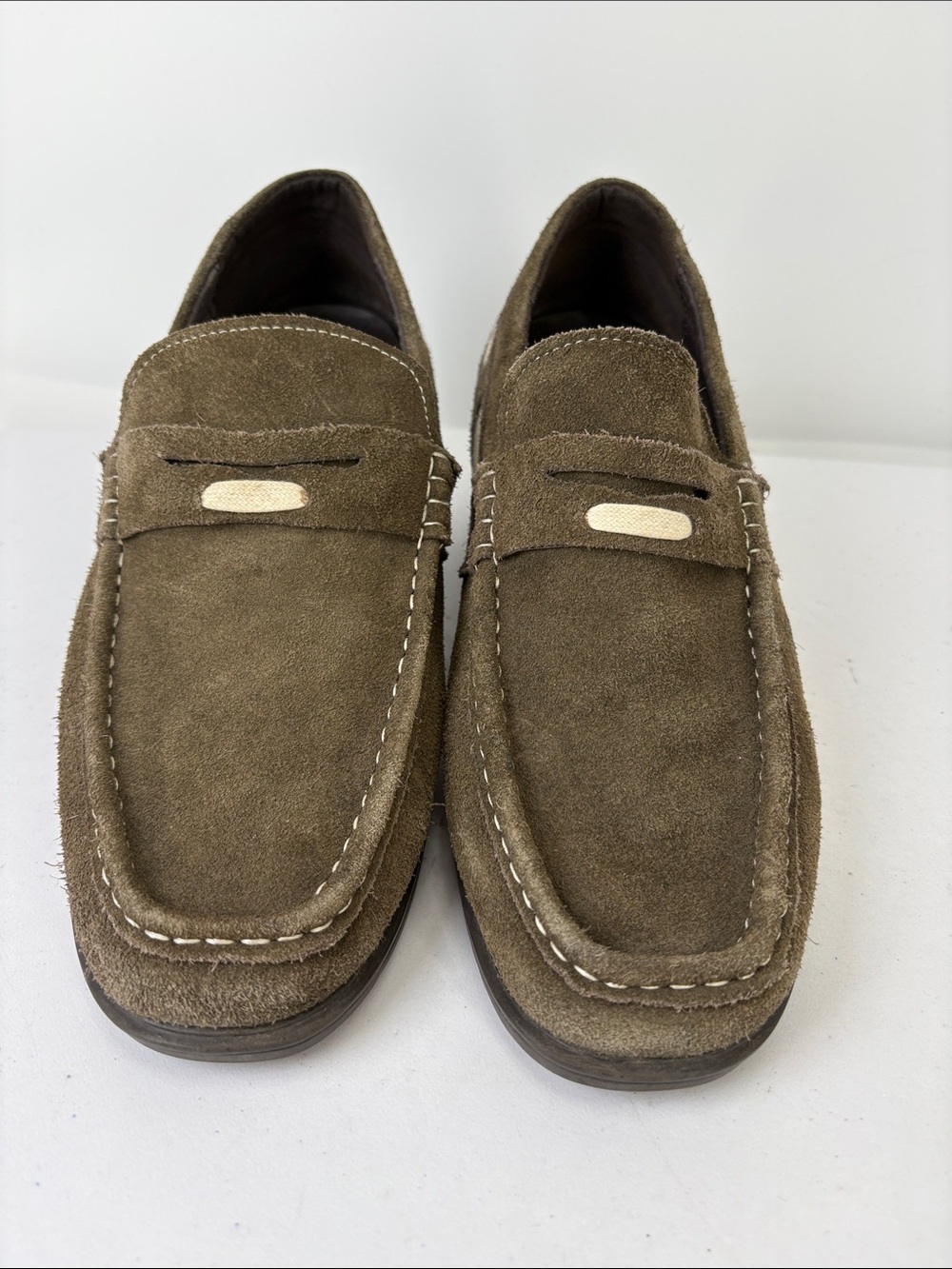 👞👞 Calto Suede Slip-On Loafers in Olive